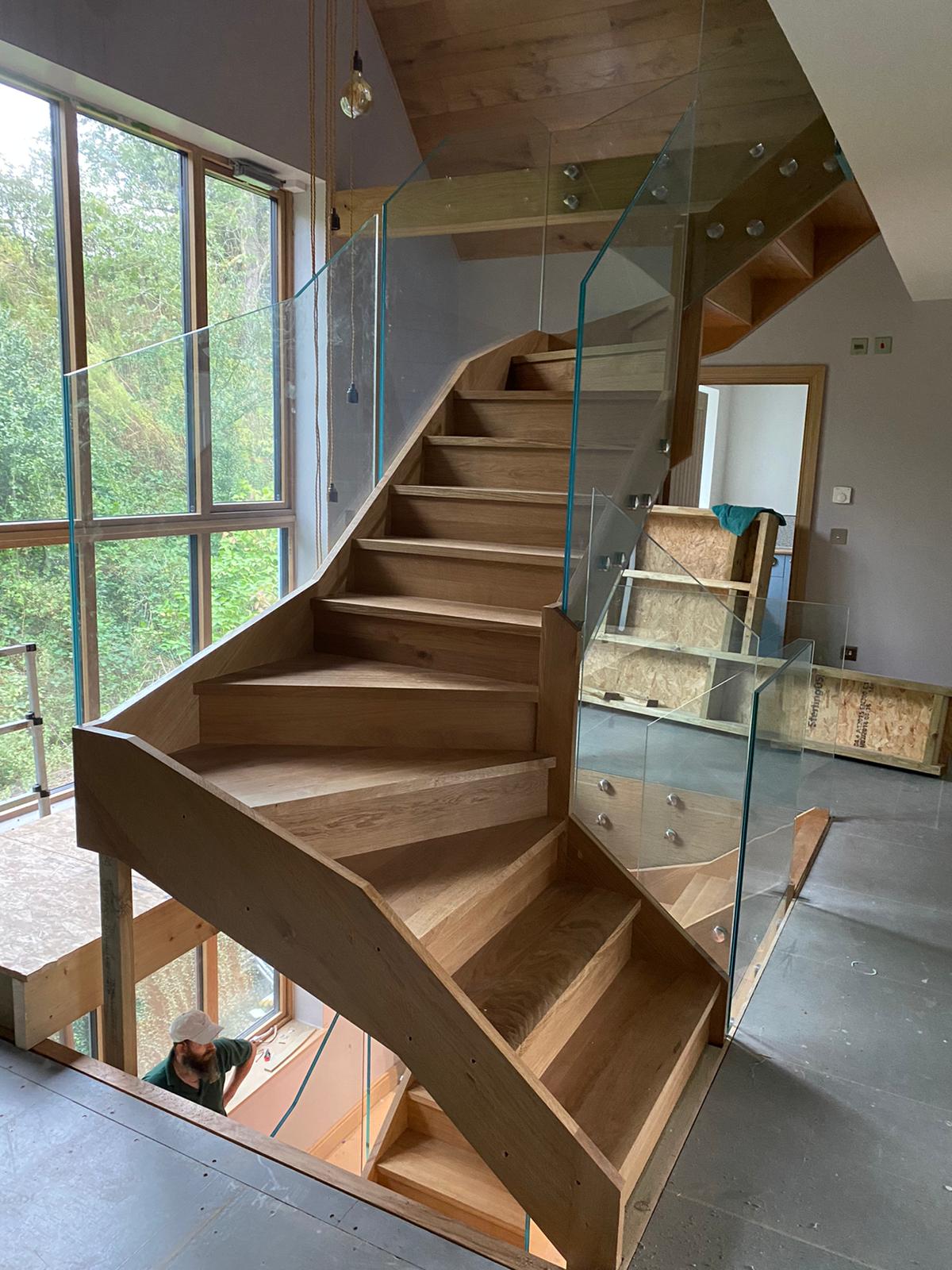 Contemporary Oak & Glass Staircase | Spittlywood Ltd