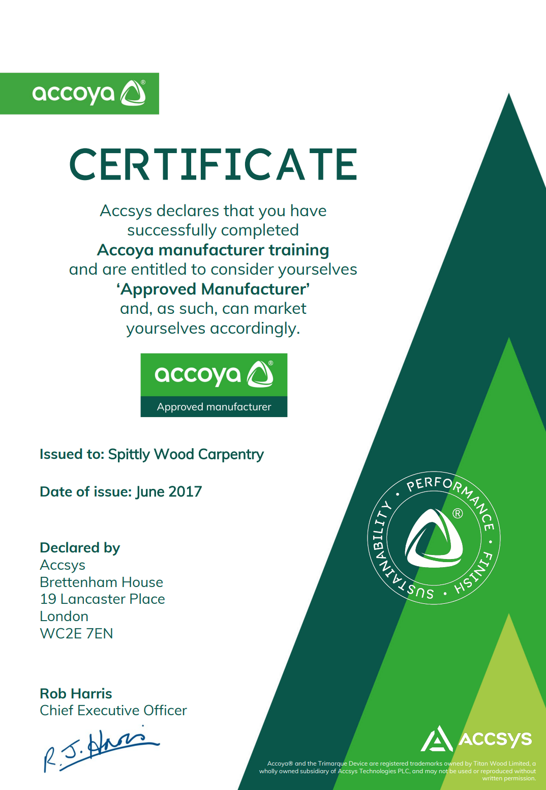accoya certification