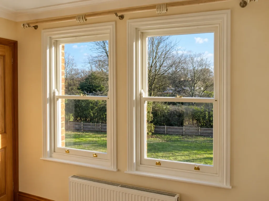 Wooden sash windows in a Kent home, made by Spittlywood